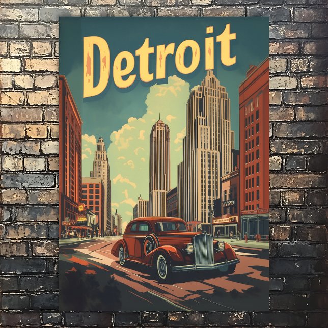 Poster de viagens de Detroit Michigan (Criador carregado)