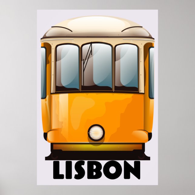 Poster de viagens de elétrico amarelo de Lisboa (Frente)