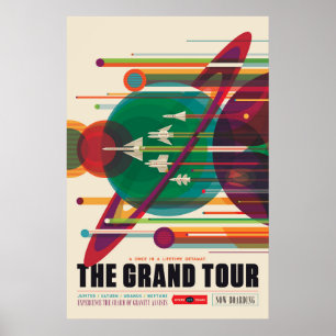 Poster de viagens de espaço retrô - Grande Tour do