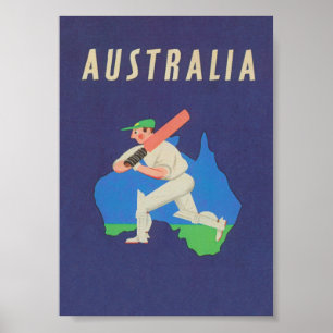 Poster de viagens de Esporte de Cricket na Austrál