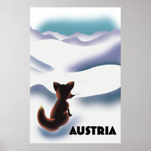 Poster de viagens de Esqui Áustria