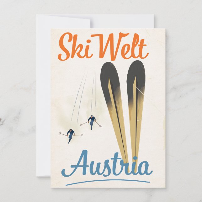 Poster de viagens de esqui da Áustria de Skiwelt (Frente)