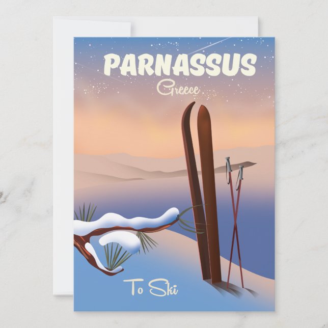 Poster de viagens de Esqui de Grécia Parnassus (Frente)