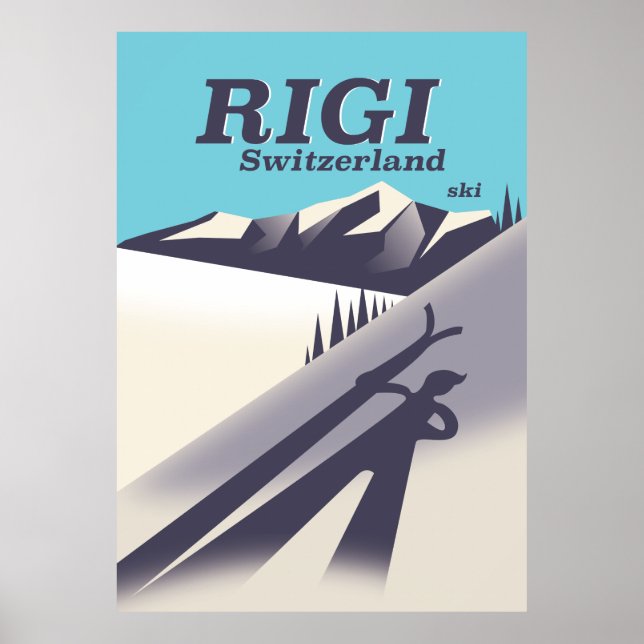 Poster de viagens de esqui de Suiça Rigi (Frente)