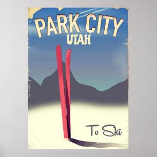 Poster de viagens de esqui de Utah park