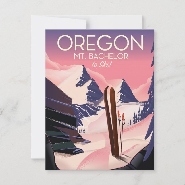 Poster de viagens de Esqui do Solteiro Oregon (Frente)