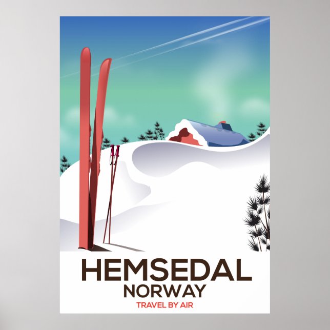 Poster de viagens de Esqui Hemsedal Noruega (Frente)