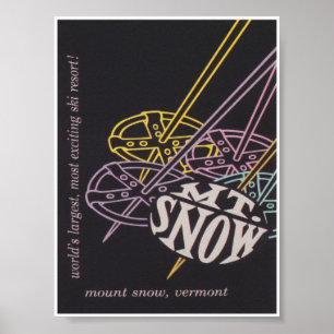 Poster de viagens de Esqui Retro para Monte Snow V