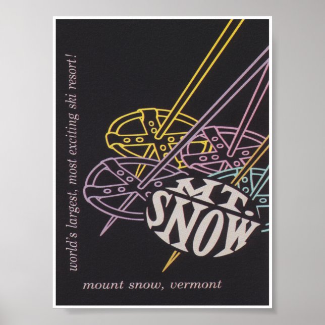 Poster de viagens de Esqui Retro para Monte Snow V (Frente)