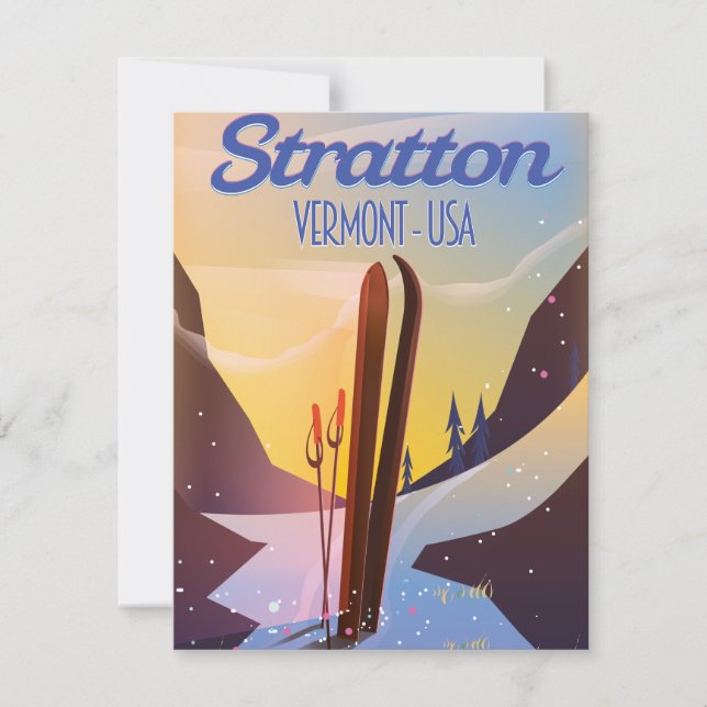 Poster de viagens de esqui Stratton Vermont (Frente)