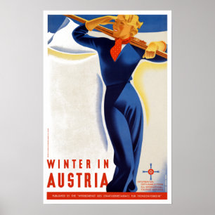 Poster de viagens de Esqui Vintage Winter in Austr