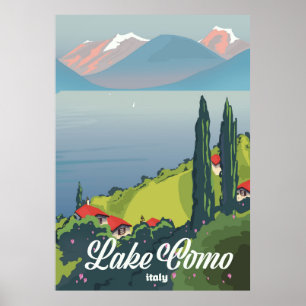 Poster de viagens de estilo de vintage do Lago Com