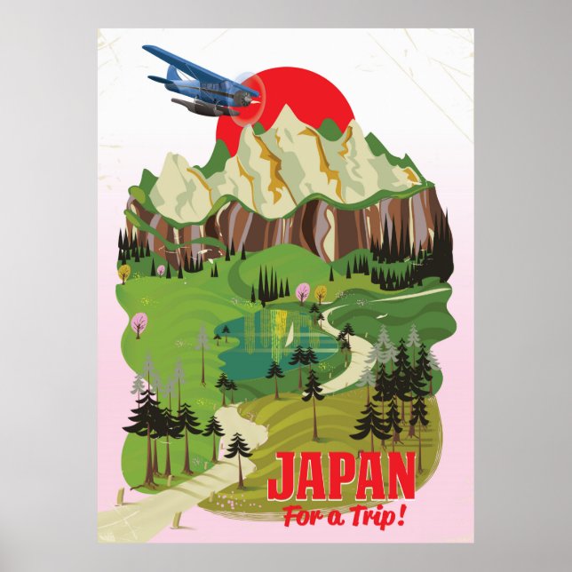 Poster de viagens de estilo de vintage no Japão (Frente)