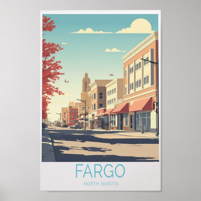 Poster de viagens de Fargo City North Dakota (Frente)