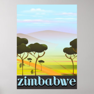 Poster de viagens de férias do Zimbábue