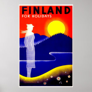Poster de viagens de Finlandia do vintage