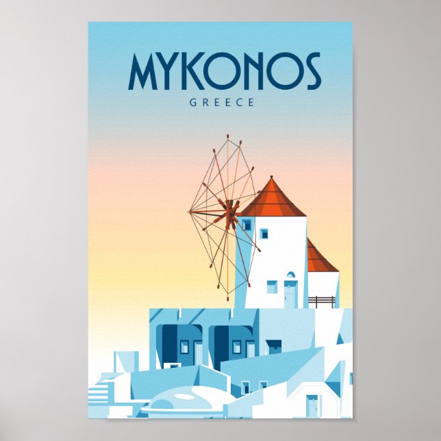 Poster de viagens de Grécia do Mykonos (Frente)
