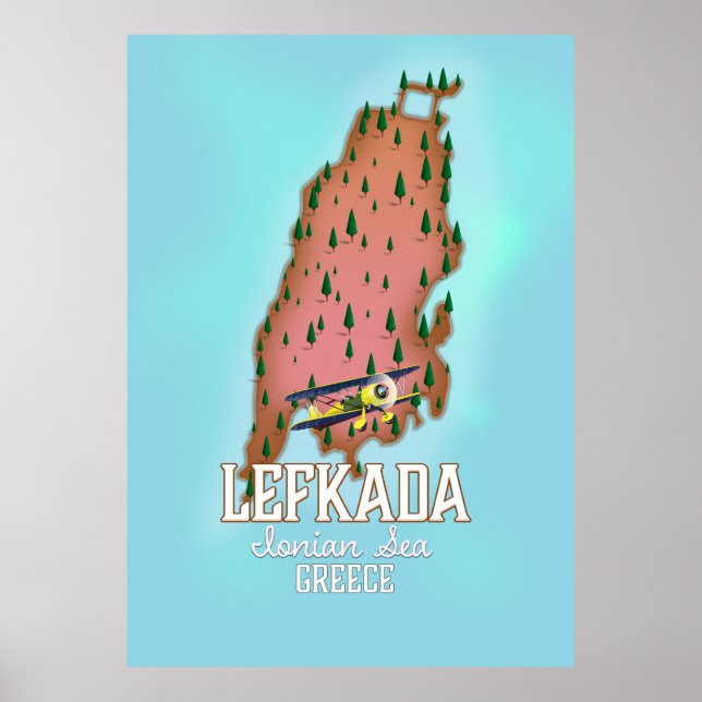 Poster de viagens de Grécia Lefkada. (Frente)
