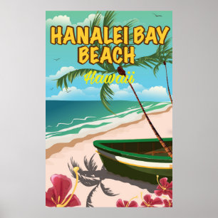 Poster de viagens de Hanalei Bay Beach Hawaii