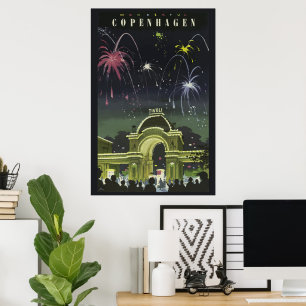 Poster de viagens de Ilustração Vintage Copenhagen