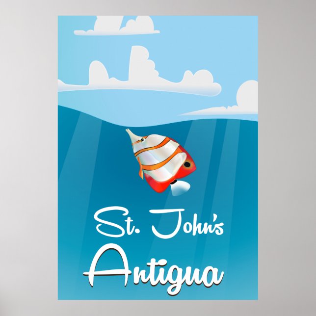 Poster de viagens de John, Antígua e Barbuda (Frente)