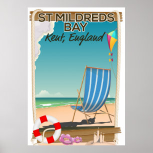 Poster de viagens de Kent Inglaterra da baía de