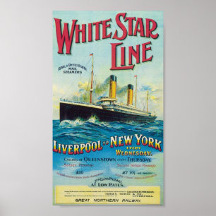 Poster de viagens de Linha White Star Vintage