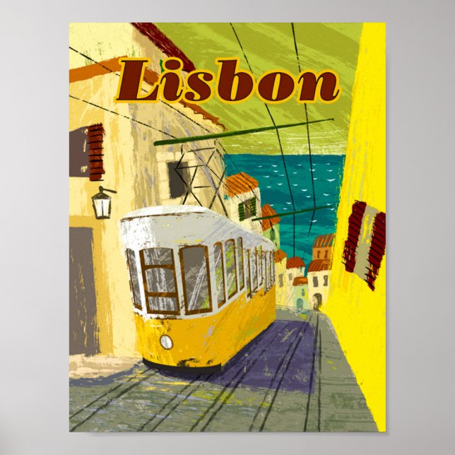 Poster de viagens de Lisboa 8,5" x 11" (Frente)