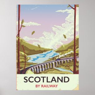 Poster de viagens de locomotivas da Scotland Vinta