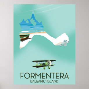 Poster de viagens de Mapa da Ilha Formentera Balea