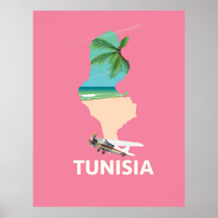 poster de viagens de Mapa da Tunísia