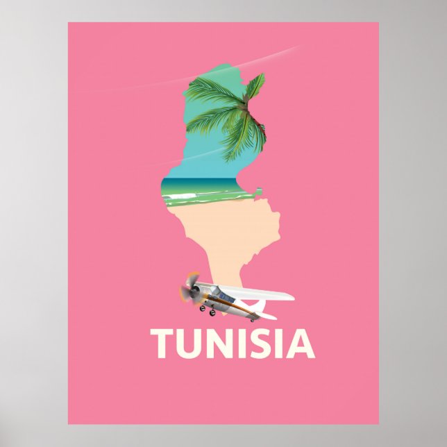 Poster de viagens de Mapa da Tunísia (Frente)