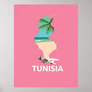 poster de viagens de Mapa da Tunísia
