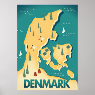 poster de viagens de mapa de estilo Vintage da Din