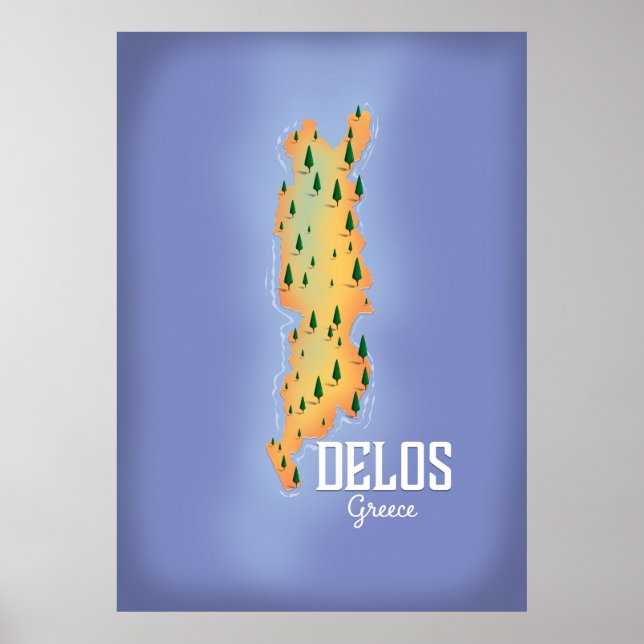 Poster de viagens de Mapa de Grécia Delos (Frente)
