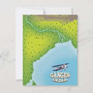 Poster de viagens de mapa do Ganges India