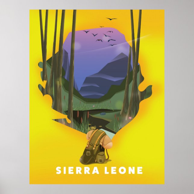 poster de viagens de mapa ilustrado do sererra leo (Frente)