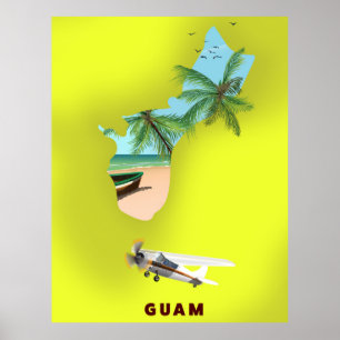 Poster de viagens de mapa ilustrado por Guam
