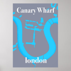 poster de viagens de mapa londres de cais canário