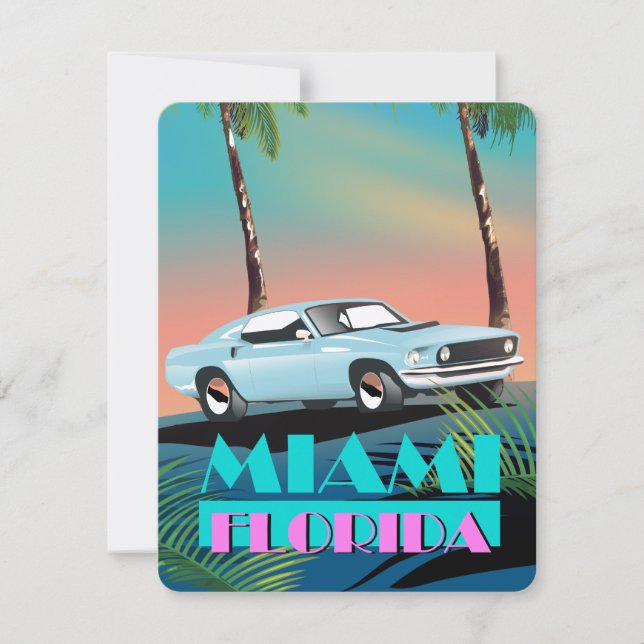 Poster de viagens de Miami Flórida dos anos 80 (Frente)