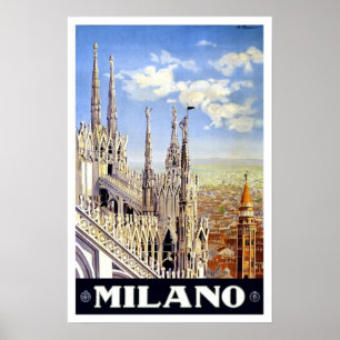 Poster de viagens de Milão Italia
