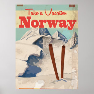 Poster de viagens de Noruega do vintage