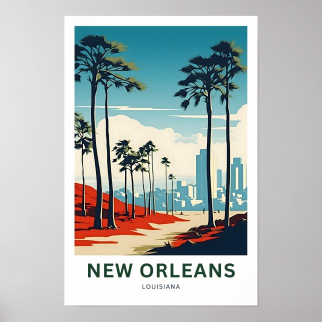 Poster de viagens de Nova Orleans Louisiana (Frente)