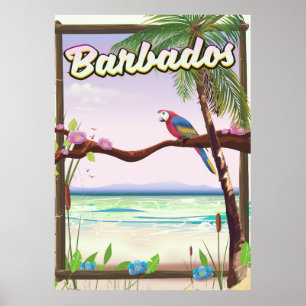 poster de viagens de Paisagem de Papagaio de Barba