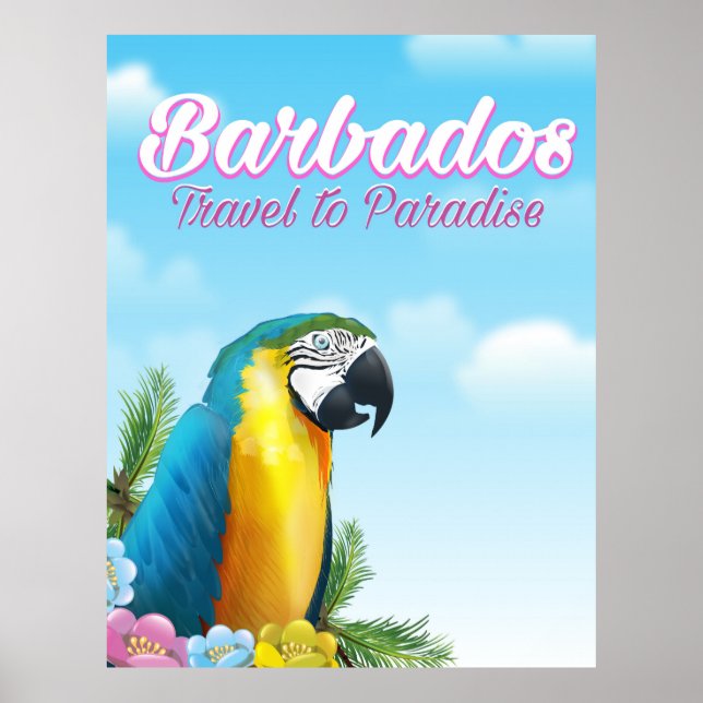 Poster de viagens de Papagaio Barbados (Frente)