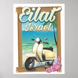 poster de viagens de patinete de Eilat Beach Israe