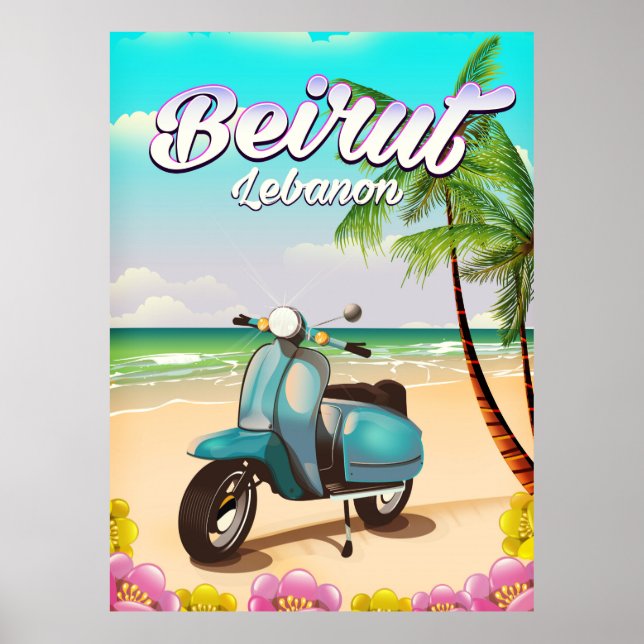 Poster de viagens de Patinete do Líbano Beirut (Frente)