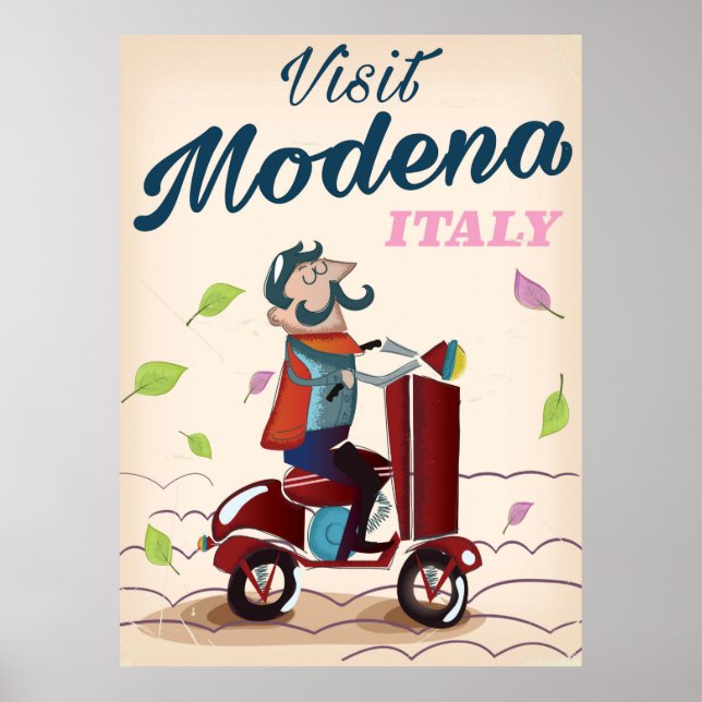 Poster de viagens de Patinete Modena Itália (Frente)