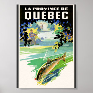 Poster de viagens de Pescadores e Trutas do Quebec