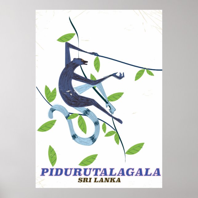 Poster de viagens de Pidurutalagala no Sri Lanka. (Frente)